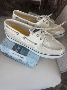 Sperry White Sequin Women’s Boat Shoes